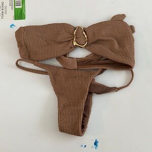 Brown bandeau Bikini Set